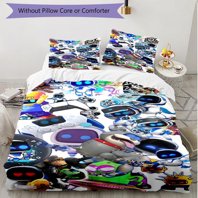 3pcs Duvet Cover Set (1*Duvet Cover + 2*Pillowcase, Without Core), Cosmic Bot Crew Print Soft All‑Season Bedding Set, Home Bedroom Decor Gift