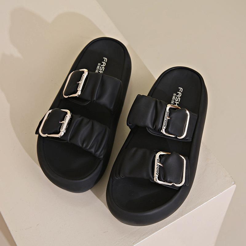 

9031 sandals women s 2025 new summer popular outer wear versatile thick-soled soft-soled heightening solid-colored flat-soled slippers 40