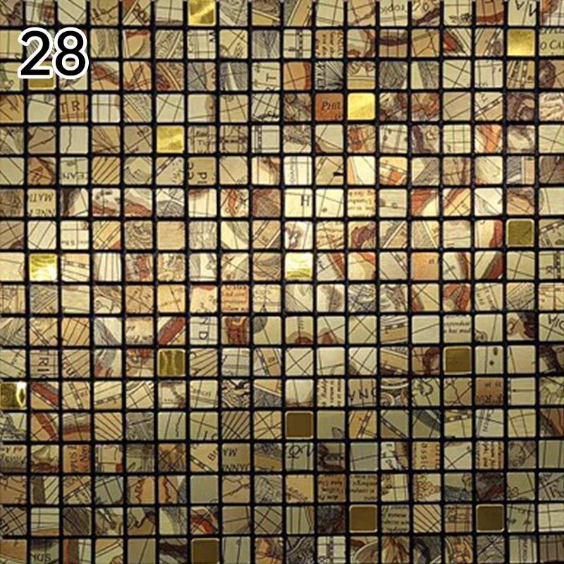 30X30Cm Self Adhesive Mosaic Wall Decal Waterproof Kitchen Bathroom Wallpaper Wall Stickers Small Lattice Crystal Sticker Tile
