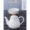 Porcelánová čajová súprava - 8 oz biela kávová šálka/šálka na čaj, podšálka, lyžičky, čajník a kanvička na mlieko, 17 kusov (FD-TW17PC SADA, Biela)