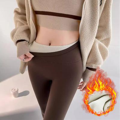 Autumn Winter Lamb Velvet Thicken Sharkskin Leggings Women High Waist Seamless Slimming Warm Leggings Pants