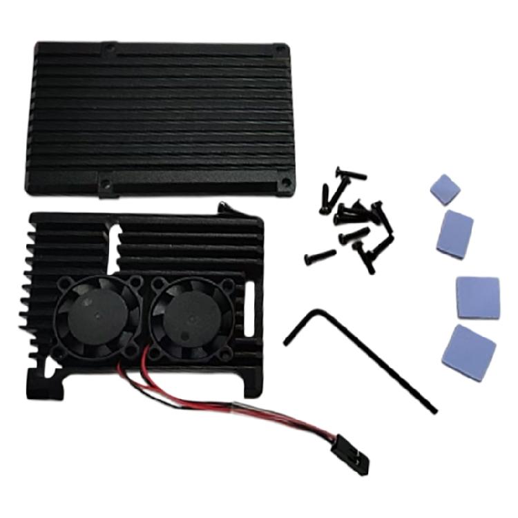 Aluminium Alloy Pi 4B Armors Case with Integrated Double Fan for Raspberry Pi4B Enclosure Enhances Thermals Performances