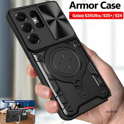 Magnetic Stand Funda for Samsung Galaxy S26 Ultra S25 Plus S24 FE S23 Case Slide Camera Full Protection Back Cover Capa