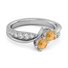 Citrine Stackable Twist White Accents Ring- 925 Sterling Silver