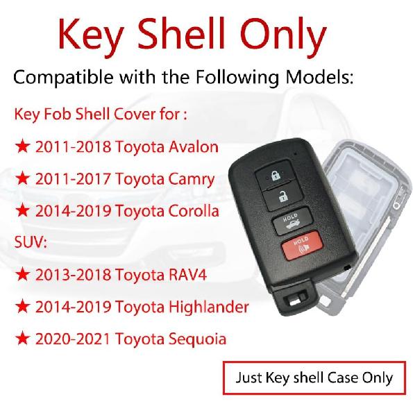 MechanMagic Key Fob Shell Case Compatible with Toyota Highlander Avalon Camry RAV4 Corolla Keyless Entry Remote Key Cover Replacement 2012 2013 2014