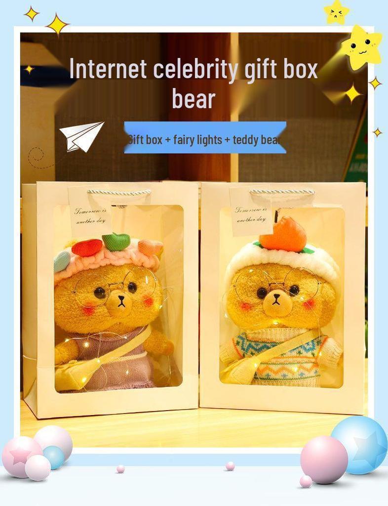 Adorable Internet Celebrity Bear Plush Toy - Cute, Huggable Birthday Gift for Girls, Perfect Sleeping Companion