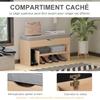 Shoe Cabinet Shoe Bench 2-Level Storage, Niche + Built-in Chest with Cushion Beige Grey