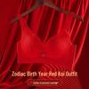 Langsha Auspicious Red Lace Wireless Push-up Lingerie Set