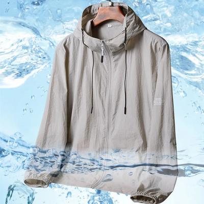 Men's Summer Hooded Jacket Sunscreen Tops Plus Quick Dry Thin Windproof Jacket