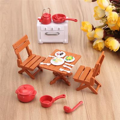 DIY Plastic DollHouse Mini Picnic Set Acessories for Children 1/12 Dolls House Miniatura Decor Table Furniture Toy Sets