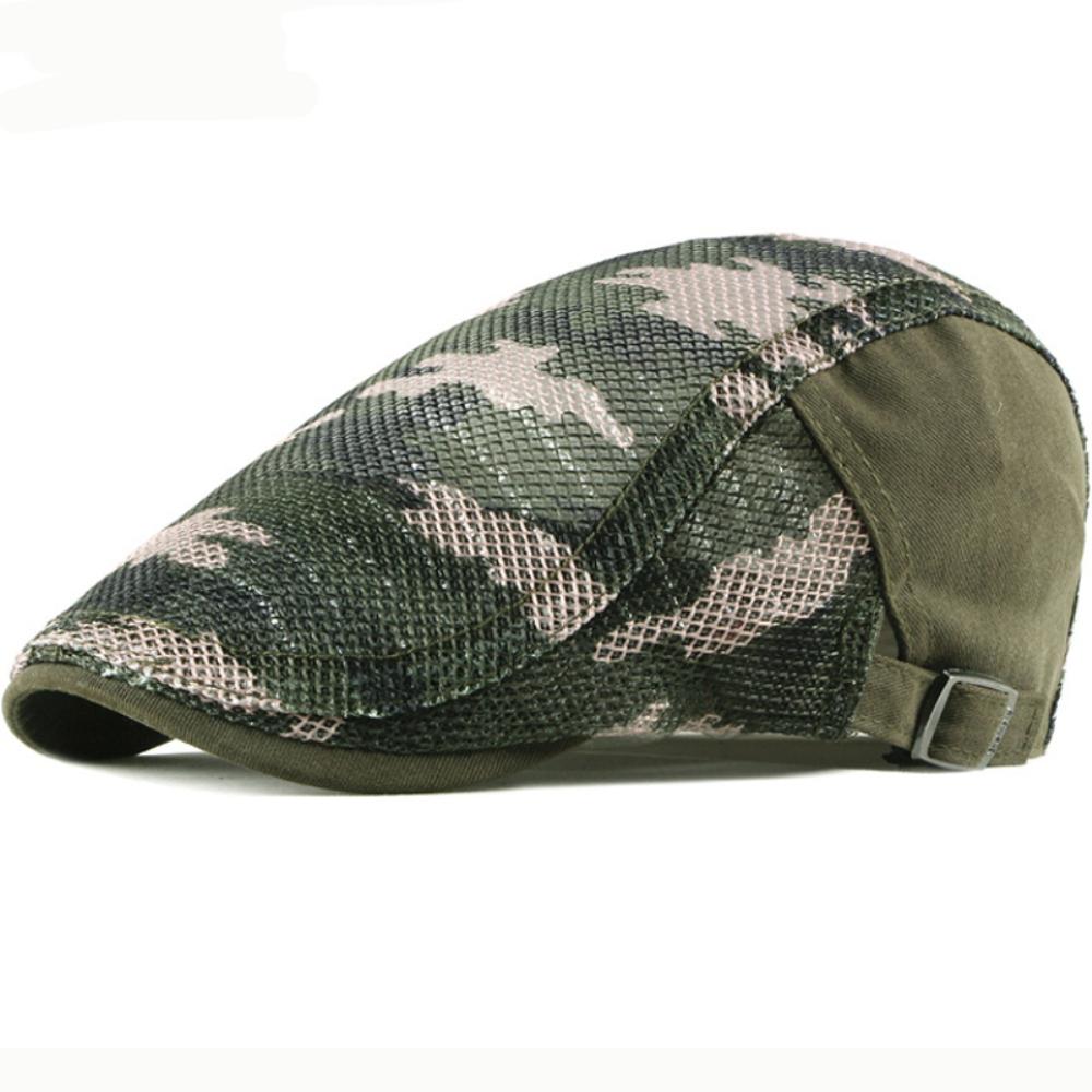 HT4762 Berets Spring Summer Mesh Cap Sun Hats for Men Women Camouflage Ivy Flat Cap Beret Hat Male Female Adjustable Beret Cap