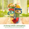 Abstract Face Resin Flower Pot Colorful Artistic Planter with Handle Portable Home Decor Plant Container Funny Face Flower Pot