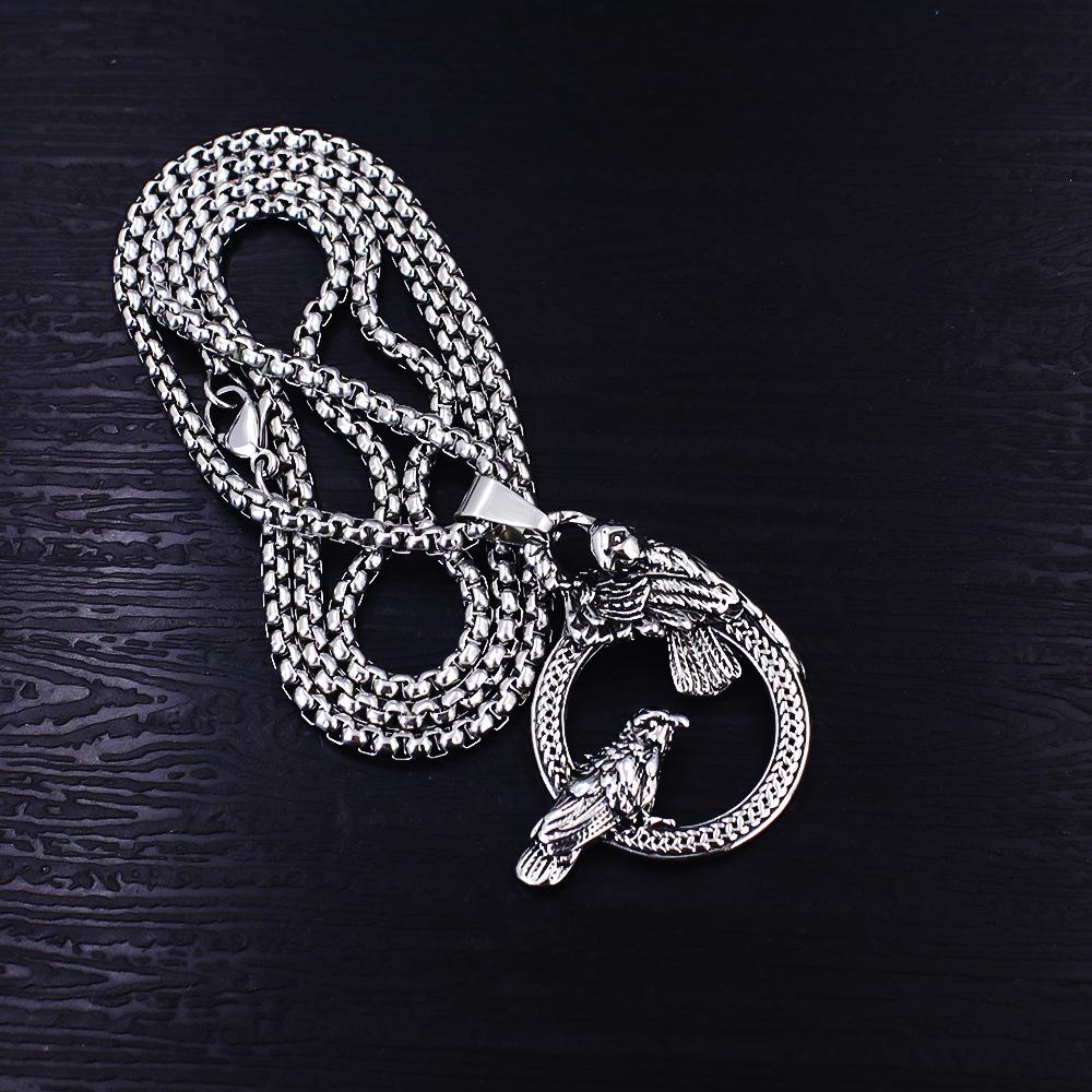 European and American Retro Gothic Hip Hop Punk Crow Pendant Men's Necklace Titanium Steel Chain