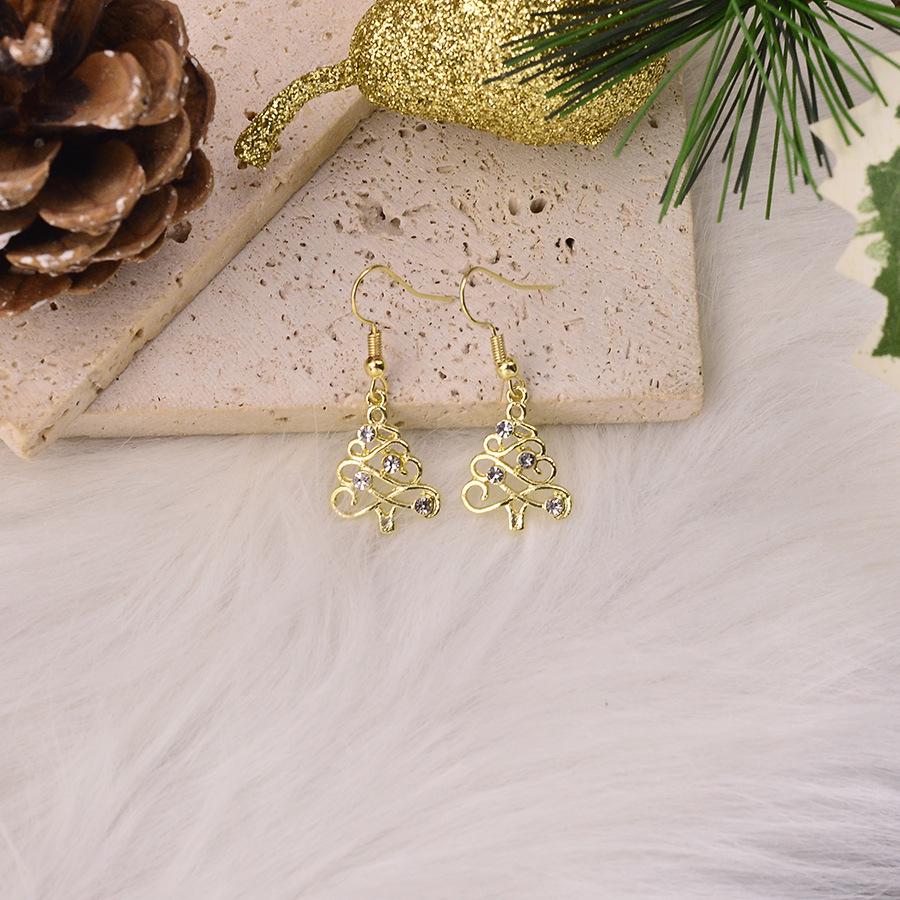 Versatile Diamond Inlaid Christmas Tree Earrings: Creative Wrap-around Design for Women
