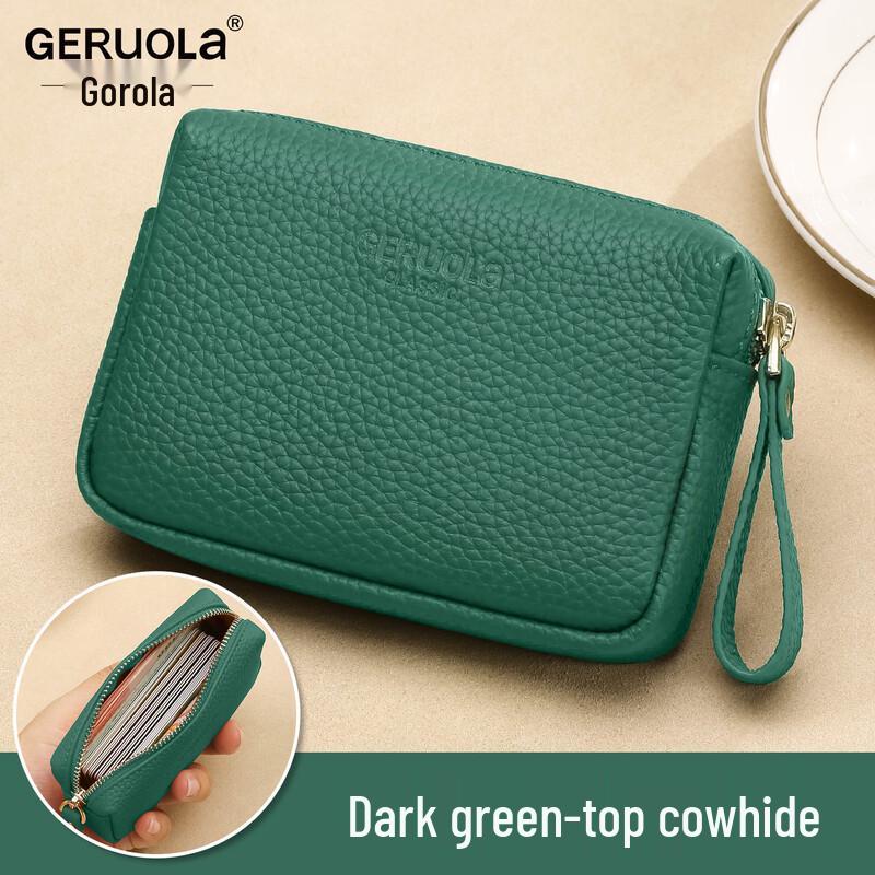 

Geruola Women s Genuine Leather Zipper Coin & Card Wallet