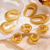 Meier Stainless Steel 18k Vacuum Furnace Electroplated Threaded Hollow Statement Earrings