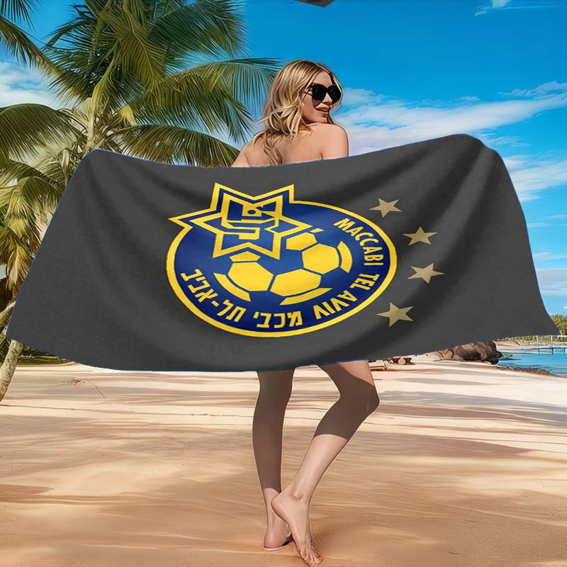 Maccabi Football Club Printed Microfiber Beach Towel, Soft And Absorbent, Quick-Dry, Ideal for Summer Travel, Beach Essential, Swimming Pool