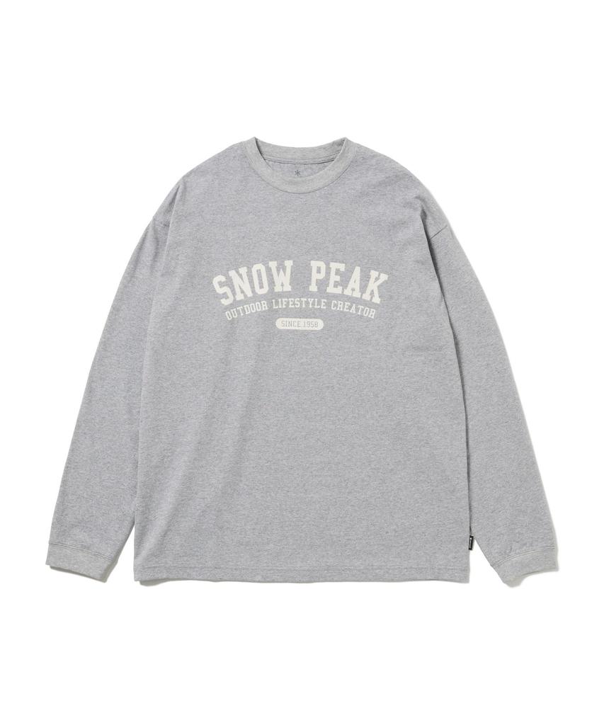 Varsity Logo Long Sleeve for Men and M [Snow Peak] T-Shirt TS-26SU002 Long-sleeved T-shirt Women, M.GREY