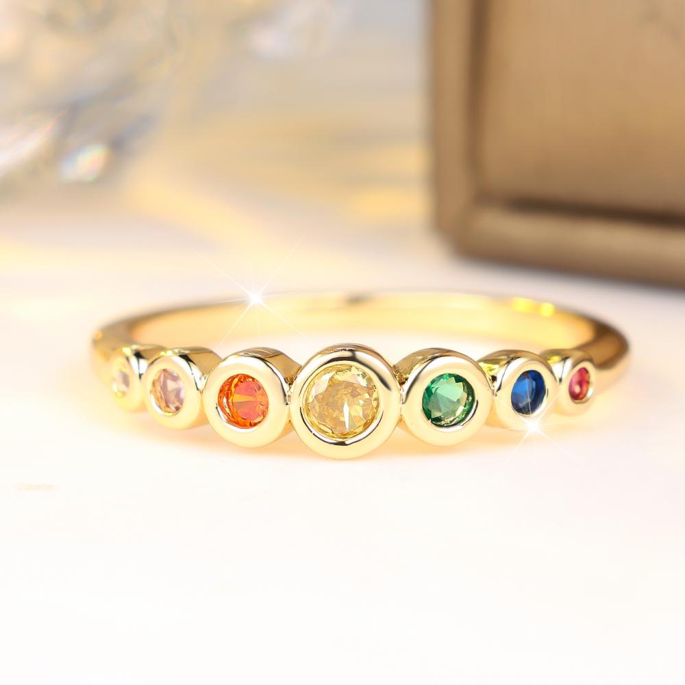 Charming Two Color Available Rainbow Zircon Stackable Ring for Women Daily Wear and Wedding