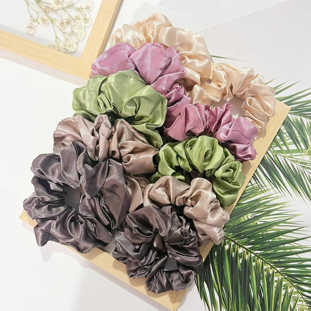 Satin Large Intestine Scrunchies Hair Ties Set - Simple Ponytail Hair Accessories