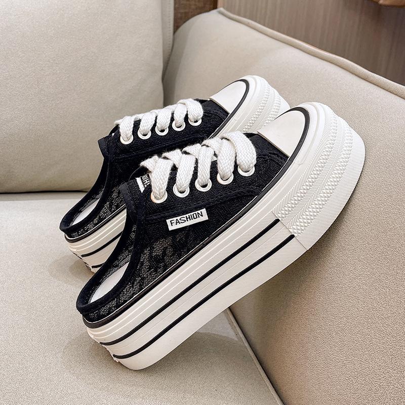 

Baotou cool slippers women s summer new semi-drag lace breathable muffin versatile platform shoes tide 40 чёрный