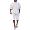 European Plus Size Casual Men's Set: Loose Short Sleeve T-shirt & Solid Color Shorts