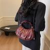 Fashion pleated messenger bag women's 2025 new niche high-end handbag simple shoulder underarm women's bag