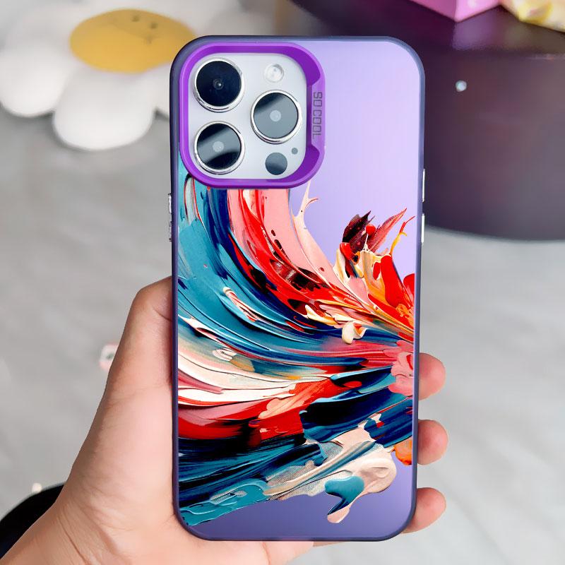 

Watercolor Graffiti Phone Case For iPhone 13 Mini 15 14 Plus 16 15 11 12 13 14 Pro Max Rainbow Color Shockproof Laser Covers iphone 13Mini