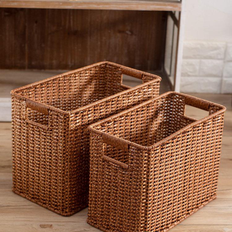 Imitation Rattan Narrow Storage Basket Organizer
