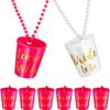 12 Pack  Single Party Plastic Small Wine Glass White Bride To Be Rose Red Team Bride Pearl Chain Cup Plastic One Size Fits All