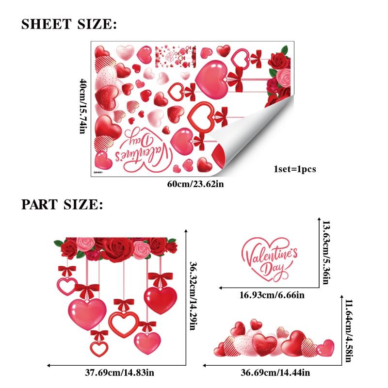 

Romantic Love Valentine S Day Sweetheart Heart Balloon Stickers Window Stickers Convenience Store Glass Decoration Stickers