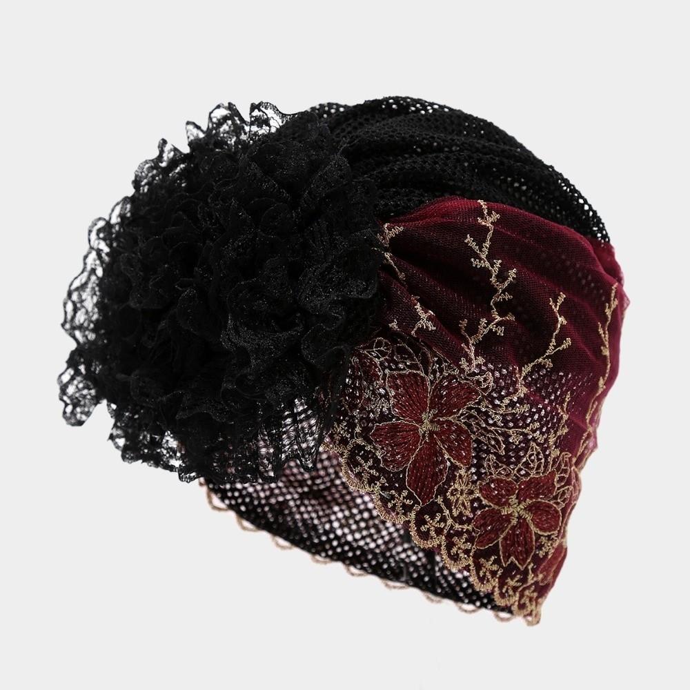 Soft Elastic Curly Hair Hat Breathable Elderly Beauty Cap Beauty Lace Curling Hat  All-match