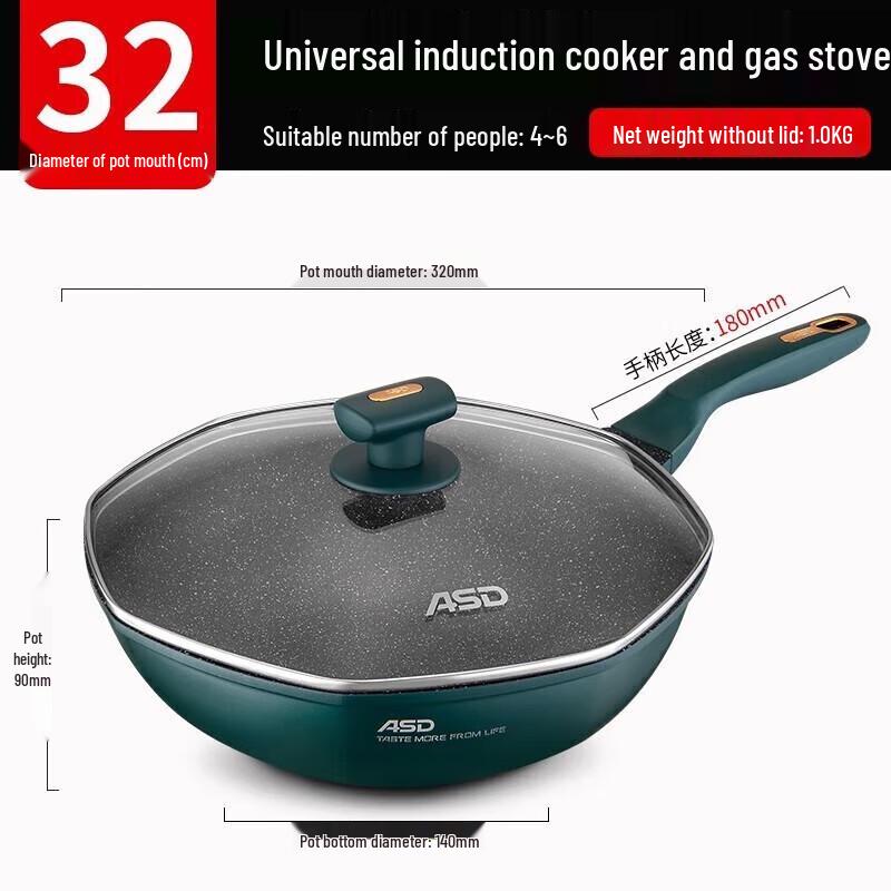 Aishida 32cm Octagonal Non-stick Wok