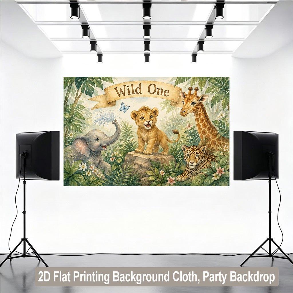 2D Flat Backdrop1pc Cute Animals Forest Scene Vivid Backdrop Banner Polyester Wall Decor For Living Room Bedroom Office Outdoor Decor Party