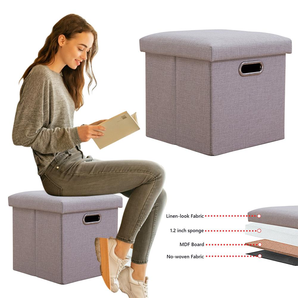 Folding Storage Ottoman Foldable Small Ottoman Foot Rest 11.81x11.81x11.81inch Small Collapsible Seat Organizer Comfortable Seat