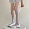 Womens Thin Mesh Breathable Midcalf Lace Socks With Mary Jane Lace Trim Hollowout Lace And Bowknots