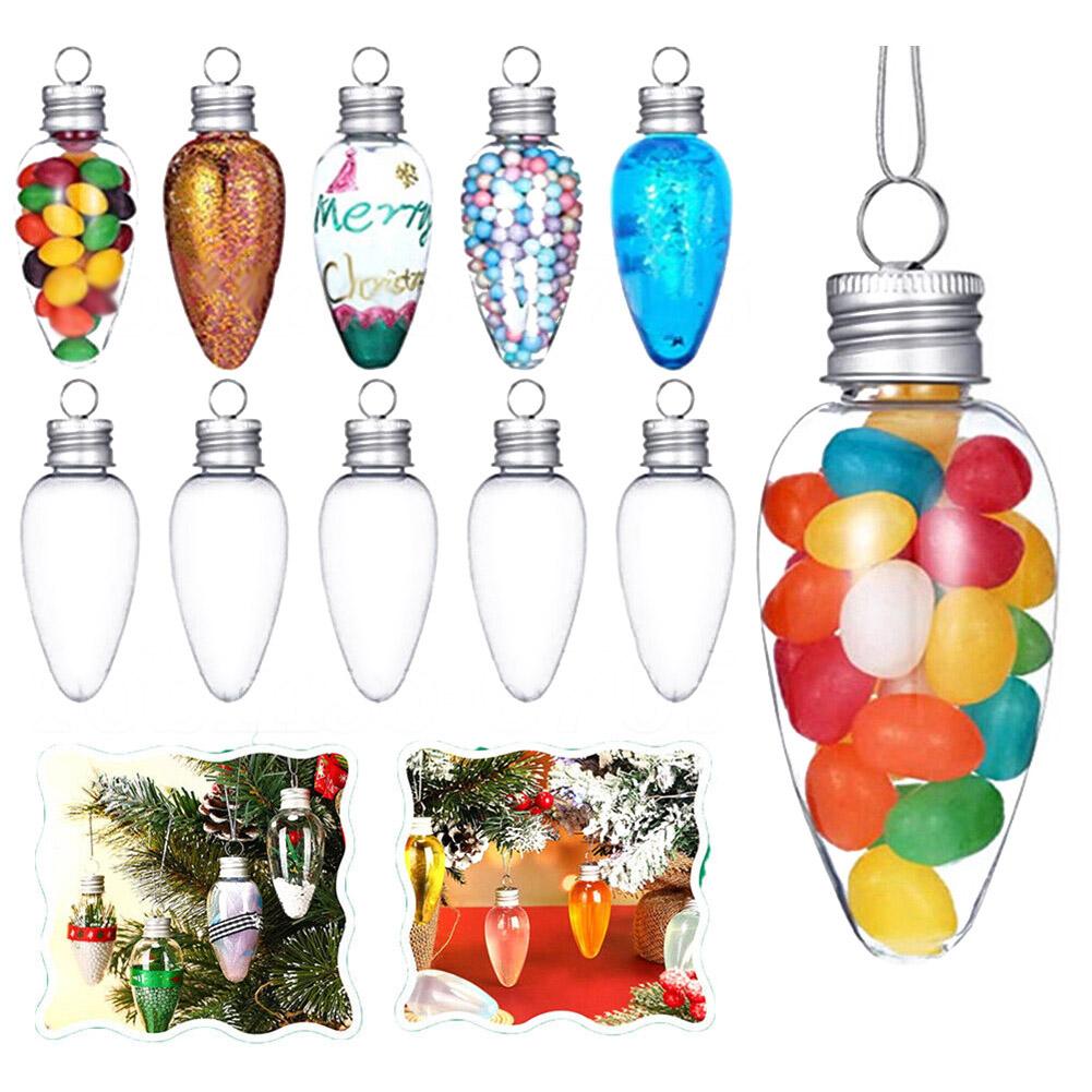 5/10/50pcs X Plastic Christmas Bulbs Transparent Ball Xmas Tree Hanging Ornaments Decoration For Home Wedding Party Gifts Boxs