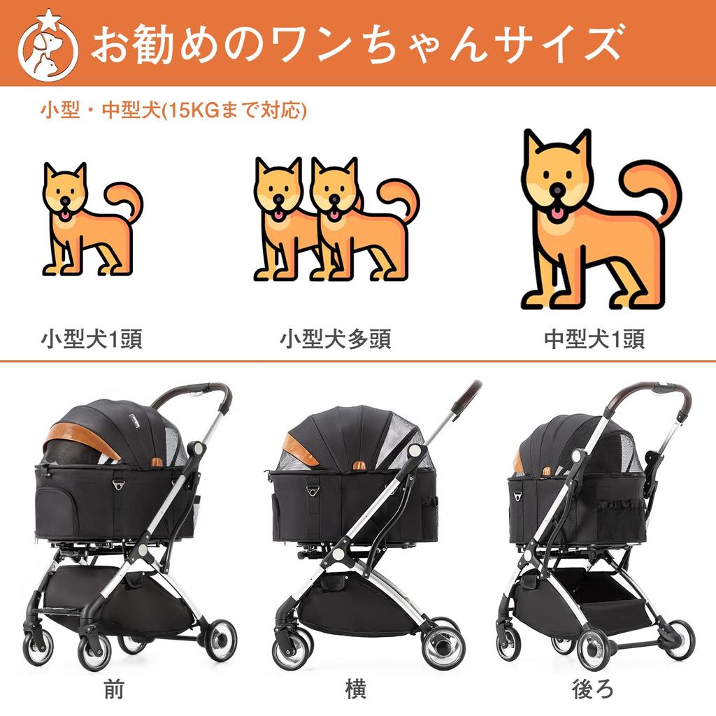 Separate Folding Pet Dog Rotation Front Rear Wheel for Cats and for Multiple for Nursing Pet Easy to Load Capacity 15KG HRking.HANRAY Cart, 3-Way