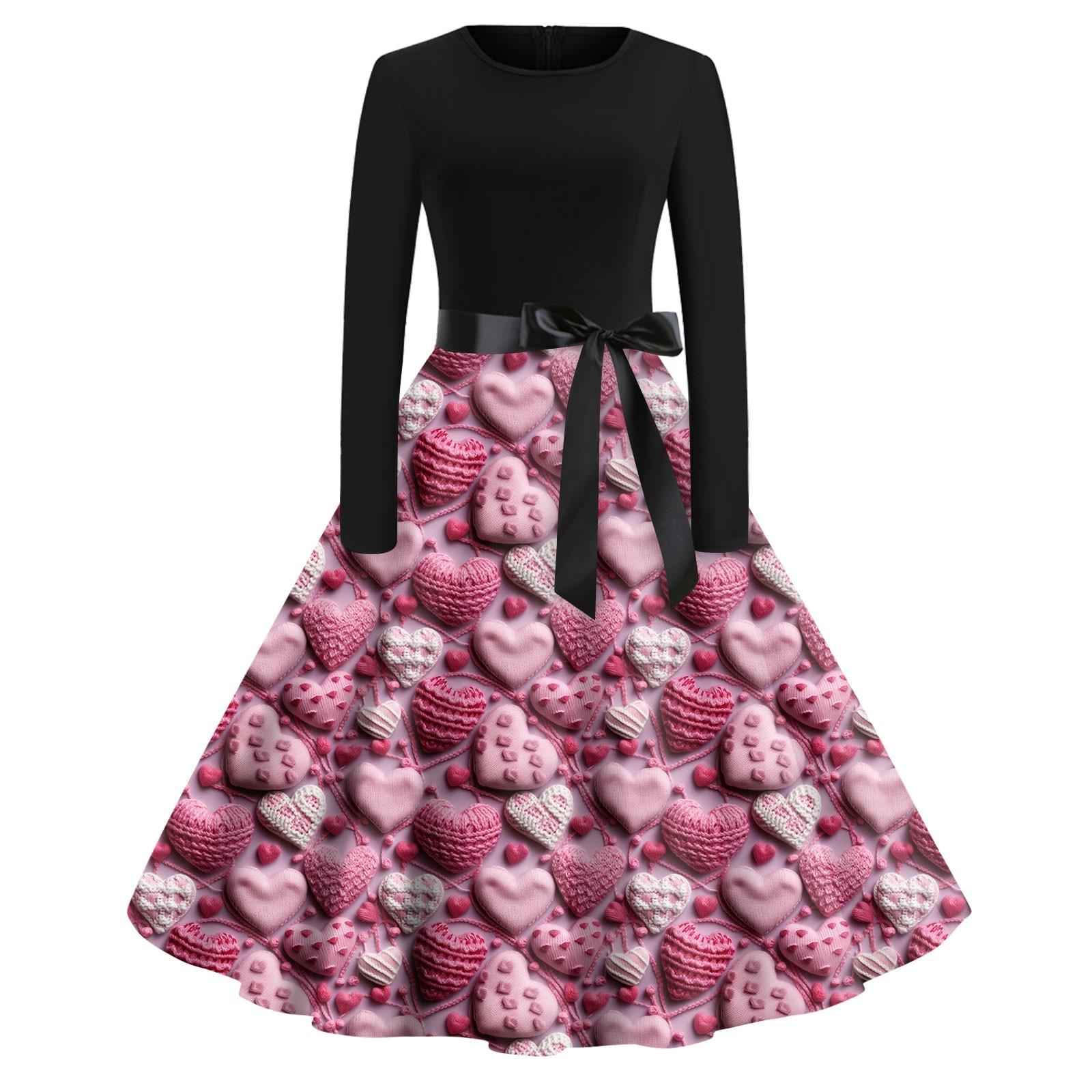 

Женские модные повседневные облегающие платья с круглым вырезом и длинными рукавами на День святого Валентина L