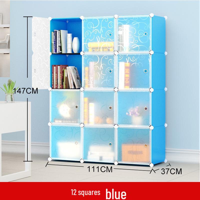 Modular Plastic Bookcase with Doors - Modern Simple Design