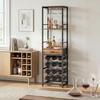 Wine Bar Cabinet with Drawer, Industrial Bar Cabinet, Wine Rack for 12 Bottles, Glass Holder, Rustic Brown