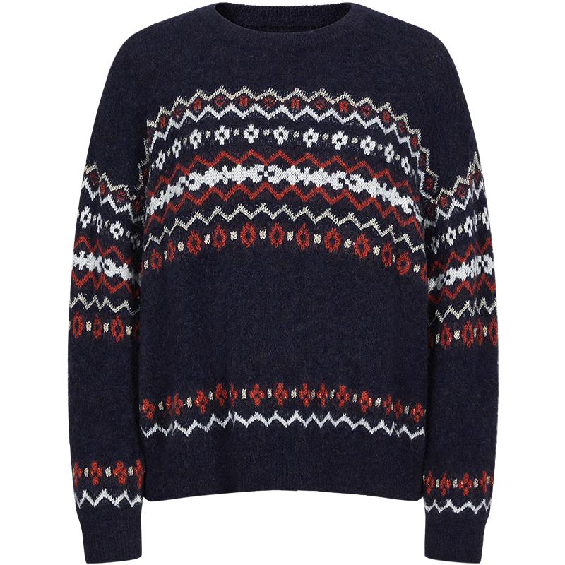 

Женский вязаный свитер Jiuzi Annakou в стиле ретро с узором Fair Isle и спущенным плечом XL