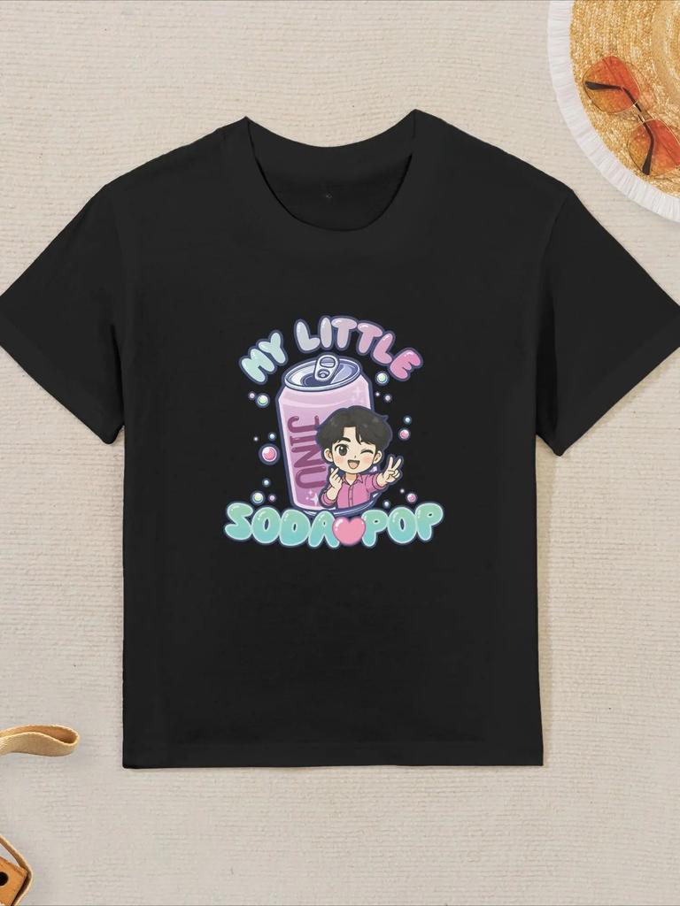 Vintage Jinu's Soda Pop K-kpop Demon Hunters Print T-Shirt Short Sleeve Tee Summer Girl Boy Shirt Casual Tops Crewneck Clothing