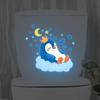 Glow-in-the-Dark Penguin Toilet Stickers Self-Adhesive Removable PVC Bathroom Decoration Wall Windows Car Decals