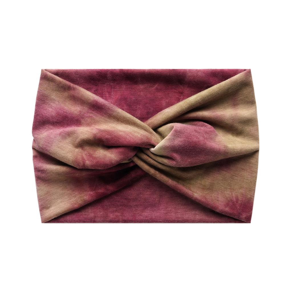 18Cm Print Cross Yoga Sports Headband Knotted Retro Cashew Wide Edge Tie Dye Headband Headscarf