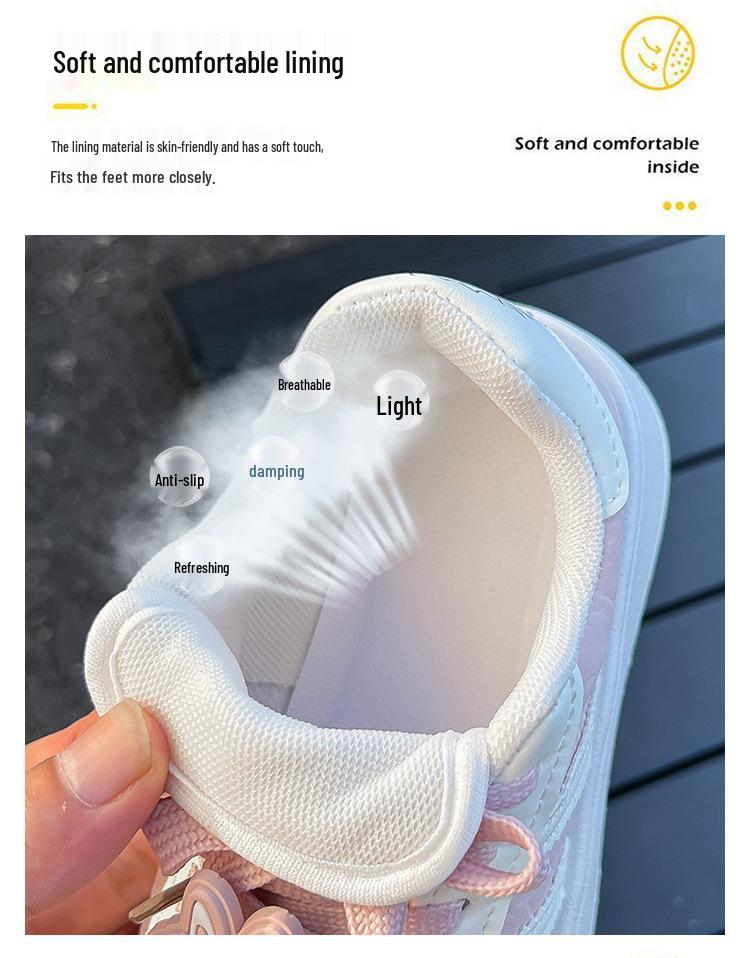 2025 Spring/Autumn Thick-Soled Boys' and Girls' Fashion Casual Versatile White Skate Shoes for Kids