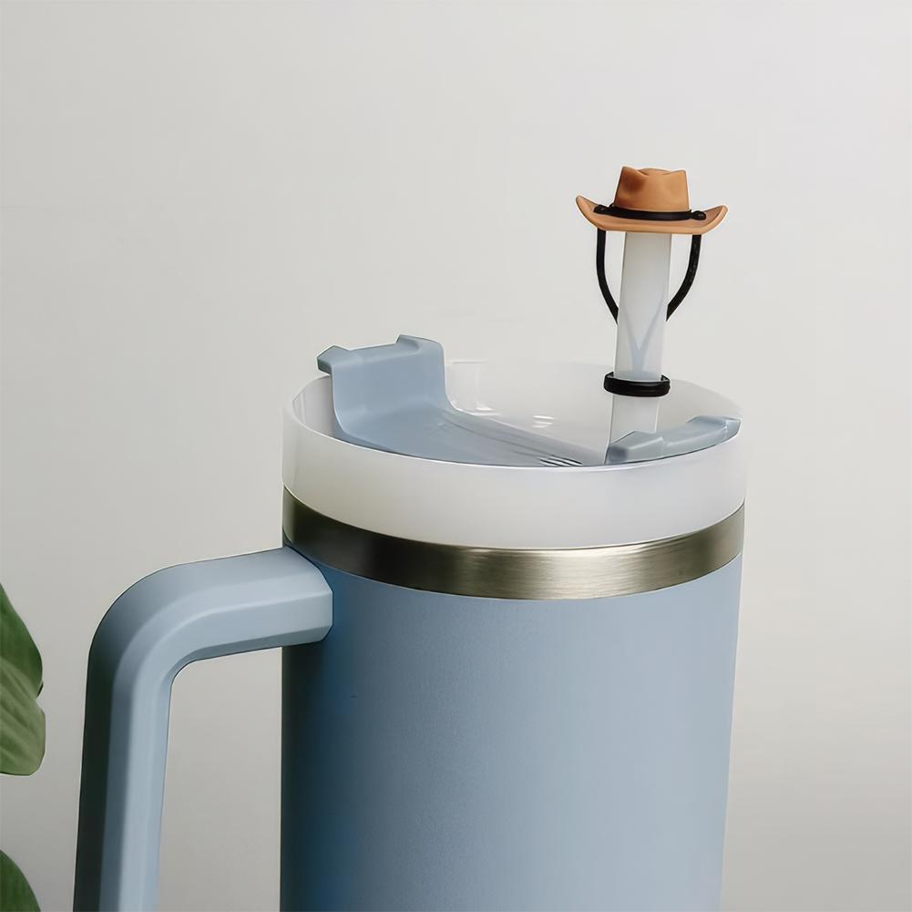 4/8Pcs Silicone Cowboy Hat Straw Cover Dust-Proof Straw Topper Drinking Reusable Straw Cap Leak Proof Straw Topper Accessories