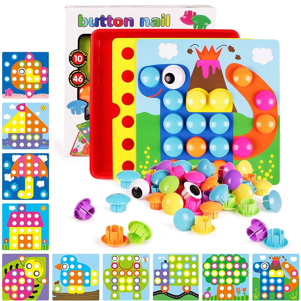 Children'S Button Puzzle Mushroom Nail Puzzle Intelligence Development Early Education Cognitive Puzzle Toy