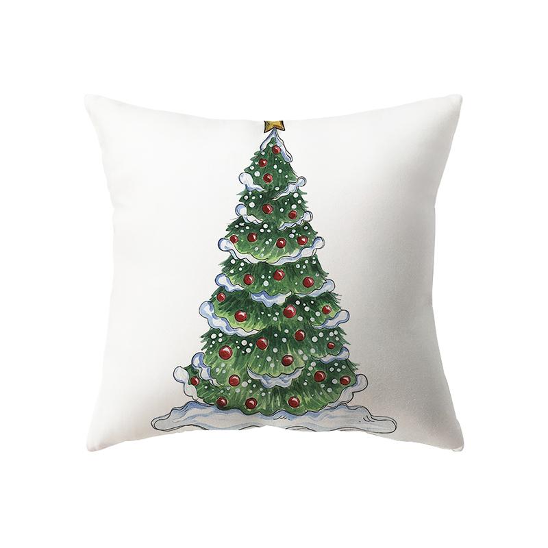 Merry Christmas Cute Santa Claus Print Pattern Cushion Cover Home Living Room Sofa Decoration Polyester Pillow Pillow Cover