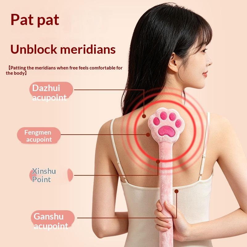 1Pcs Soft Cat Claw Massage Hammer Elastic Long Handle Portable Handheld Massager for Neck Muscle Relaxation Travel Use